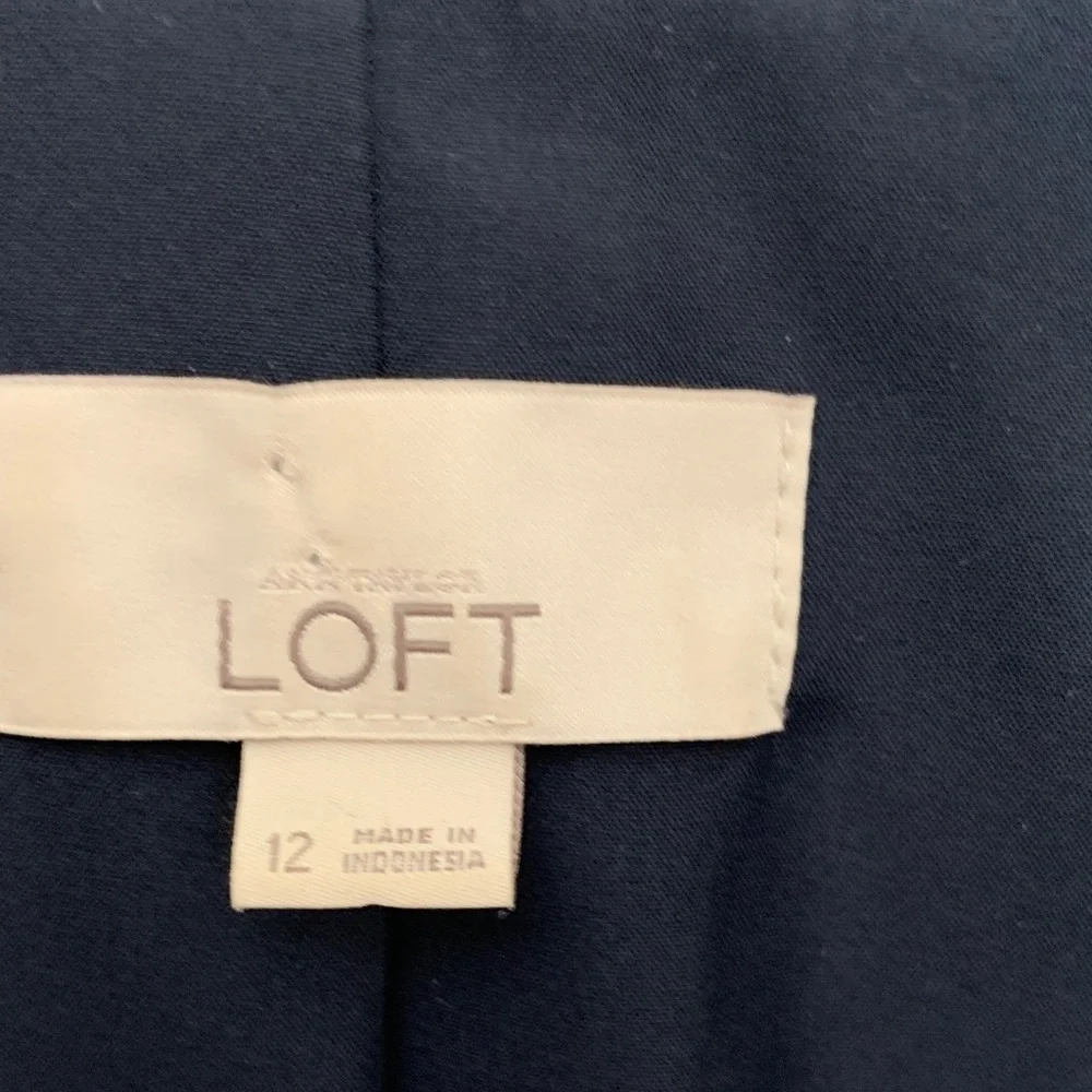 LOFT Navy Blue Textured Single-Button Blazer - Picture 2 of 9